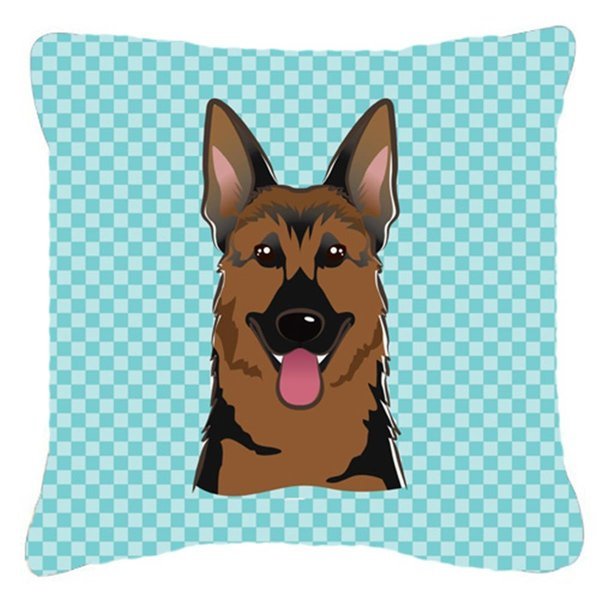 Checkerboard Blue German Shepherd Fabric Decorative Pillow, 18 x 18 In., Jensendistributionservices, Mfr#: MI2555387